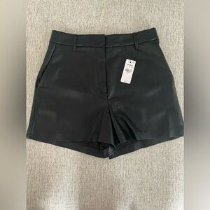 Express High Waisted Pleated Faux Leather Shorts (size 0)